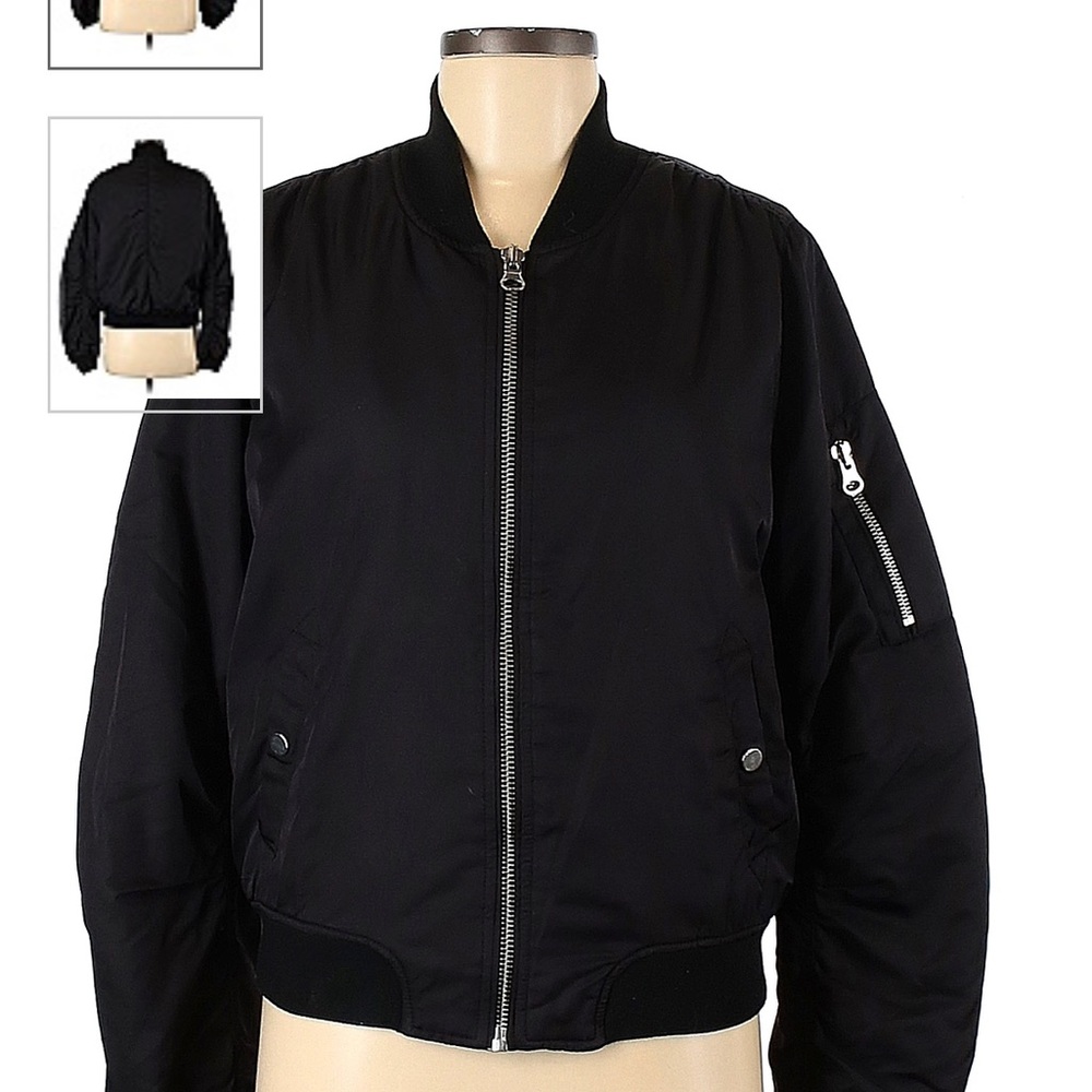 Topshop long black bomber jacket, worn twice
